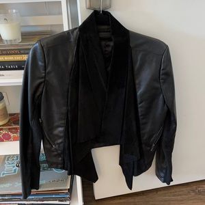 Blank Drape Front Leather Jacket